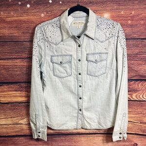 Idyllwind Light Blue Studded Denim Shirt